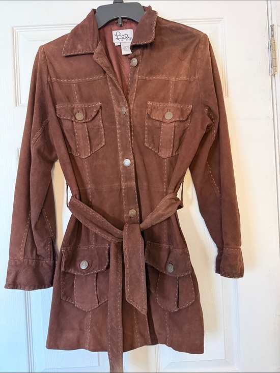 Lilly Pulitzer Jackets & Blazers - Vintage Lilly Pulitzer Brown Lamb Suede Belted Safari Jacket Coat Small